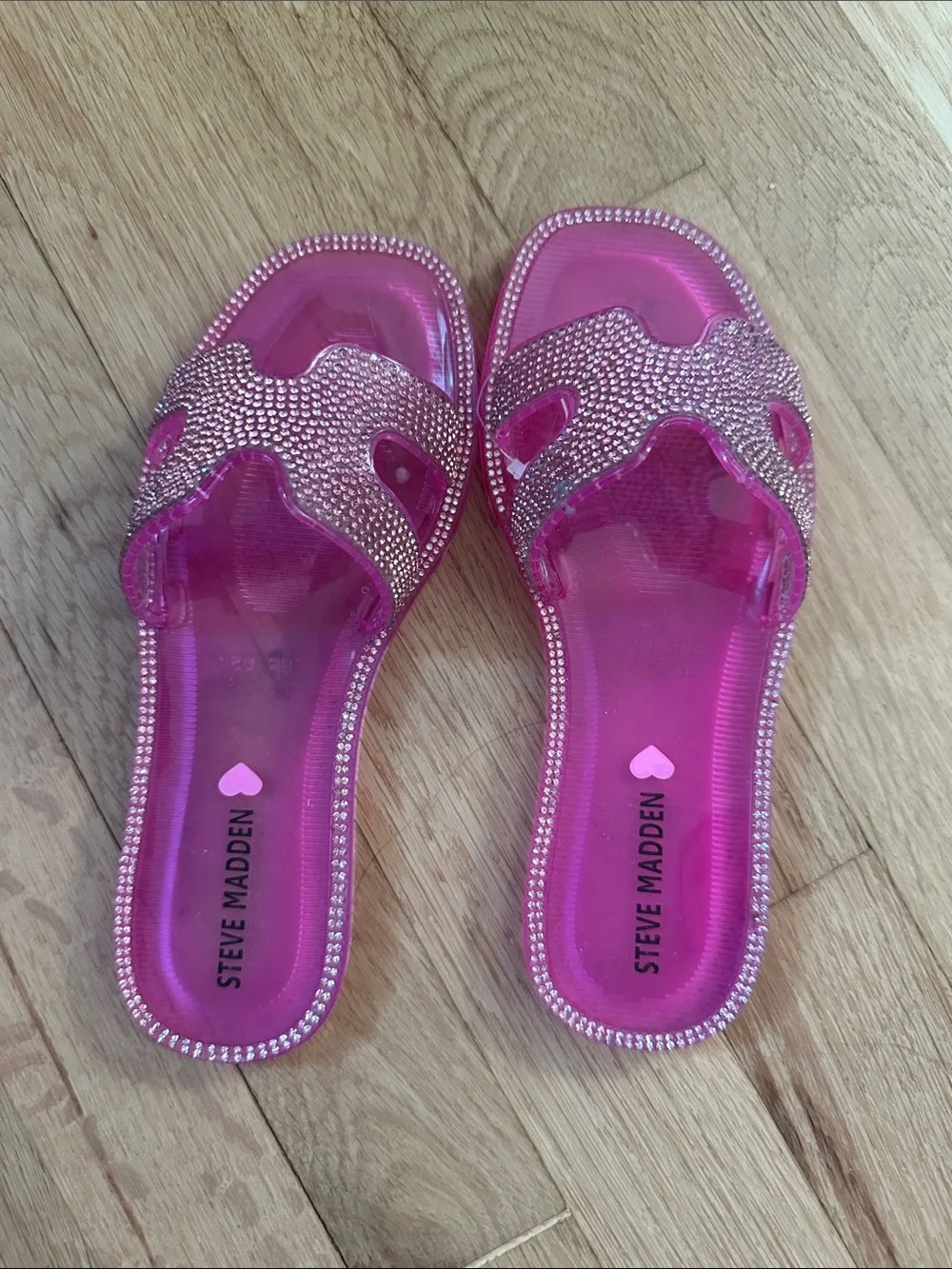 Steve Madden Hot Pink Crystal Slide Sandals